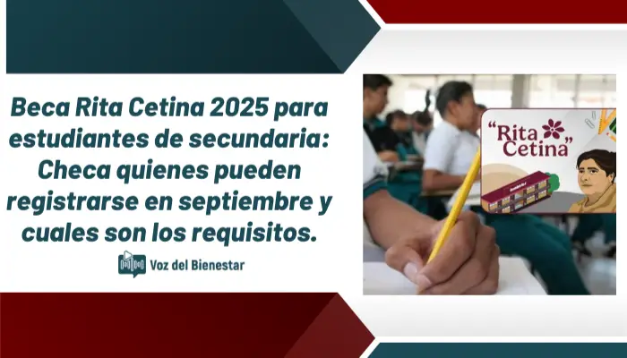 Beca Rita Cetina 2025 para estudiantes de secundaria: Checa quienes pueden registrarse en septiembre y cuales son los requisitos.