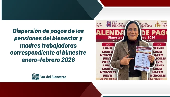 Dispersión de pagos de las pensiones del bienestar y madres trabajadoras correspondiente al bimestre enero-febrero 2026